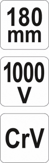 Kliešte kombinované 180 mm VDE (1000V) (YT-21152)