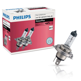 Žárovka Philips H4 12V 60 / 55W P43t Vision Plus + 60% 2ks (PH 12342VPC2)