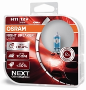 Žárovka Osram H11 12V 55W PGJ19-2 NIGHT BREAKER® LASER Next Generation + 150% 2ks (OS 64211NL-HCB)