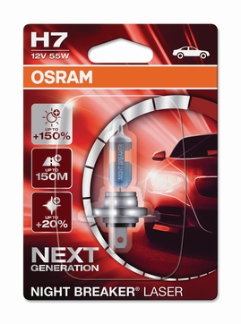 Žárovka Osram H7 12V 55W PX26d NIGHT BREAKER® LASER Next Generation + 150% 1ks (OS 64210NL-01B)