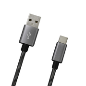 Dátový kábel USB-C sivý metalický, 1m, 2A (KAB-0096-USB-TYPEC)