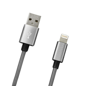mobilNET kovový dátový kábel Apple Lightning 1M 2A, strieborný, Eko balenie (KAB-0151-USB-LIGHT)